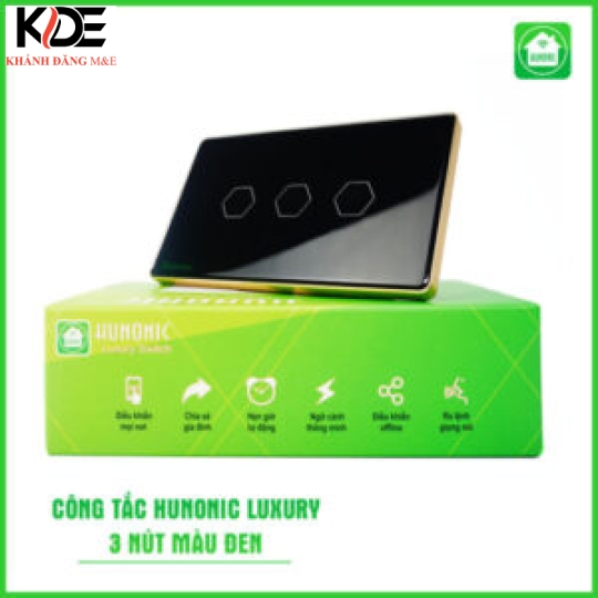 Công tắc cảm ứng BLE Hunonic Luxury 3 nút  màu đen