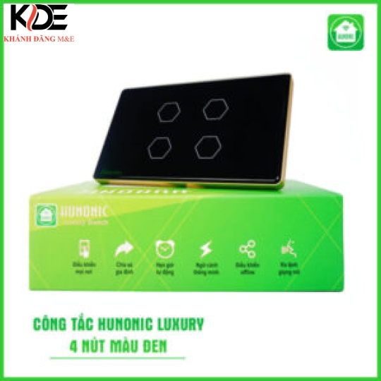 Công tắc cảm ứng BLE Hunonic Luxury 4 Nút Màu Đen