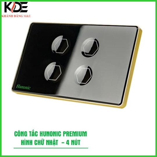 Công tắc cảm ứng BLE Hunonic Premium 4 nút , HCN , màu Đen