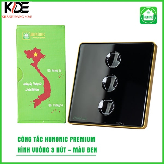 Công tắc cảm ứng BLE Hunonic Premium 3 nút , màu Đen